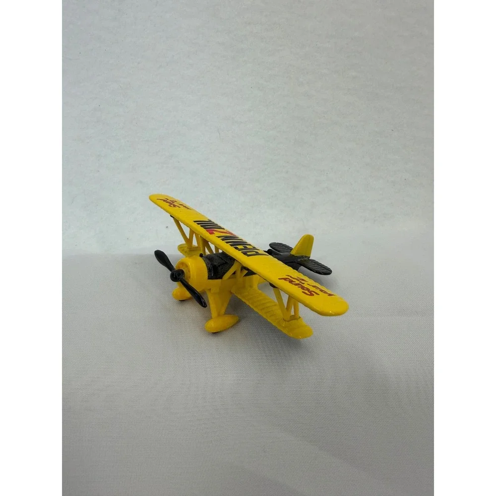 Vintage Pennzoil Biplane Diecast Metal Toy Airplane Yellow Black 2003 Licensed